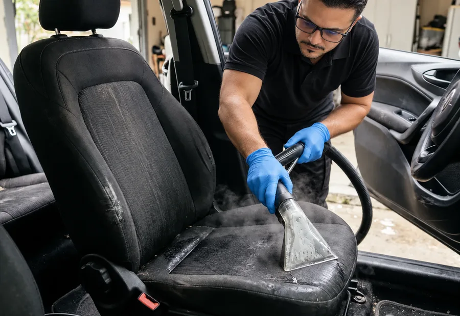 Carro: Higienização de carro em Nova Lima: interior limpo na garagem do condomínio